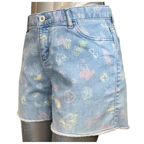 The Children's Place Shorts Girls 14 Blue Printed Stretch Adjust. Waist (W28 L2) - Picture 6 of 9